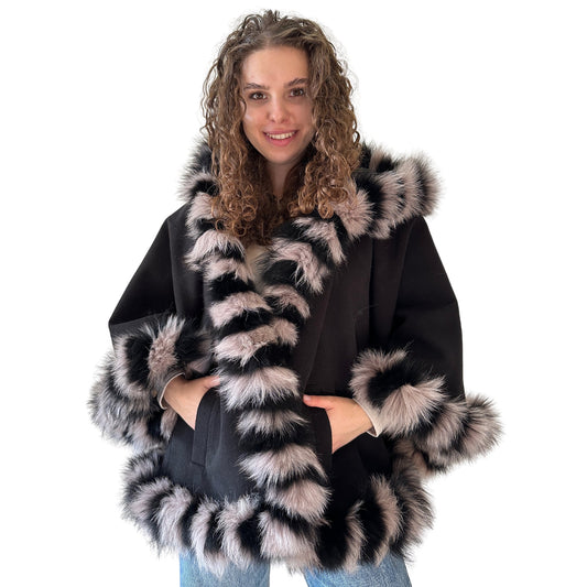 Cape Trimmed with Fox Fur – The Perfect Blend of Style and Elegance - My Love Cape