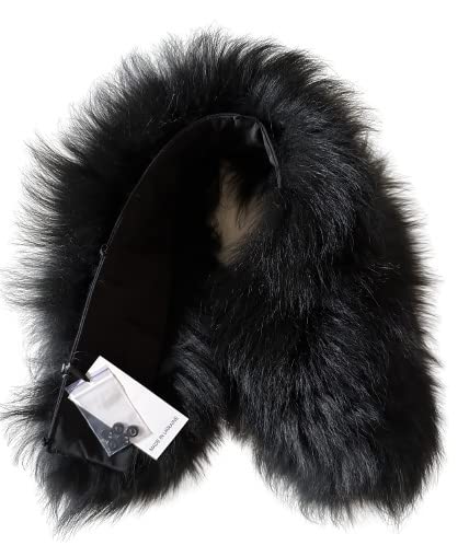 Black Big Large Collar Fur fox for winter coat parka hood for men and women - My Love Cape