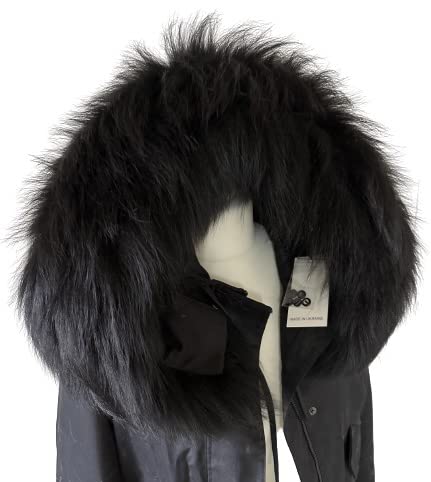 Black Big Large Collar Fur fox for winter coat parka hood for men and women - My Love Cape