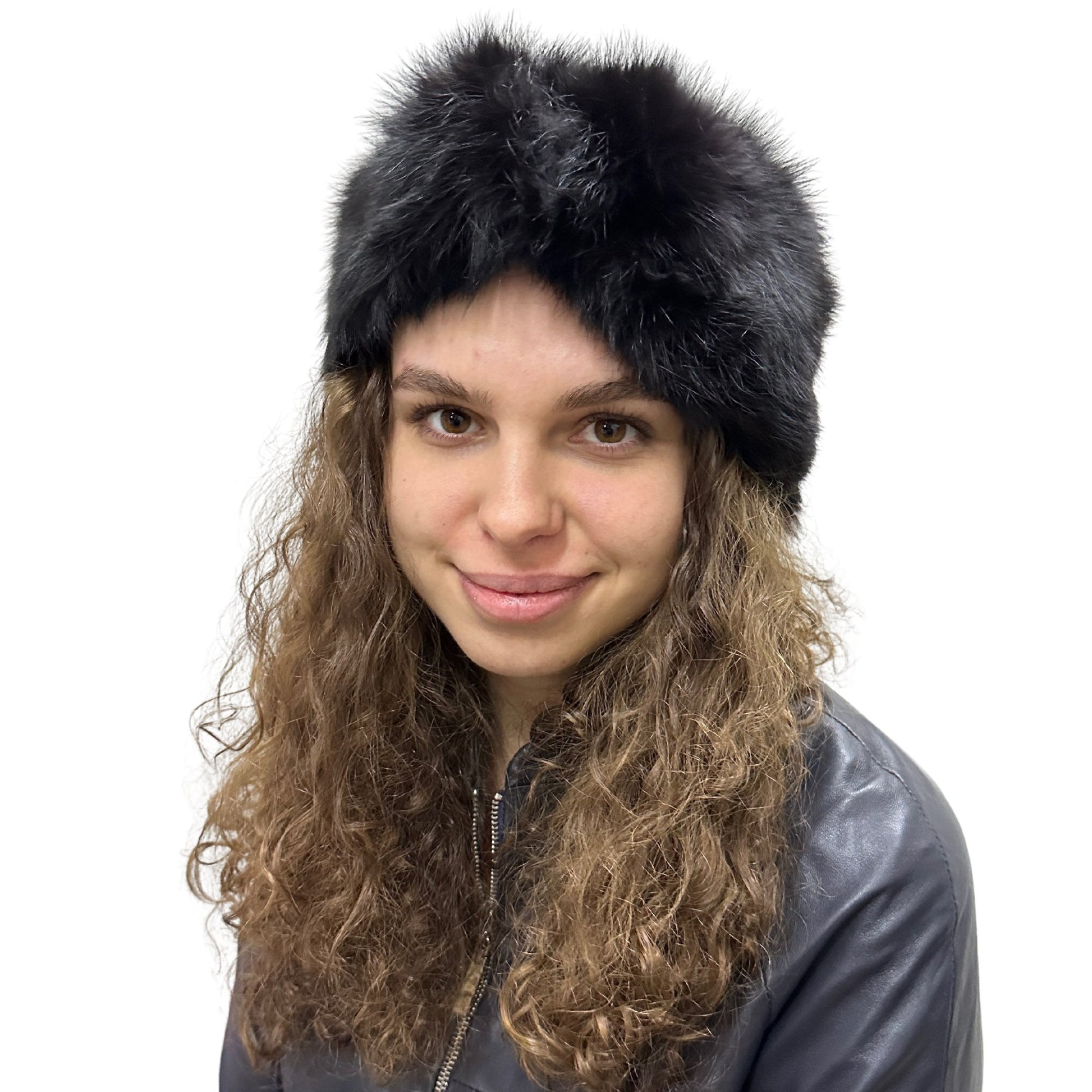 Black Natural fur fox headband, winter fur headband, fur turban for women's - My Love Cape