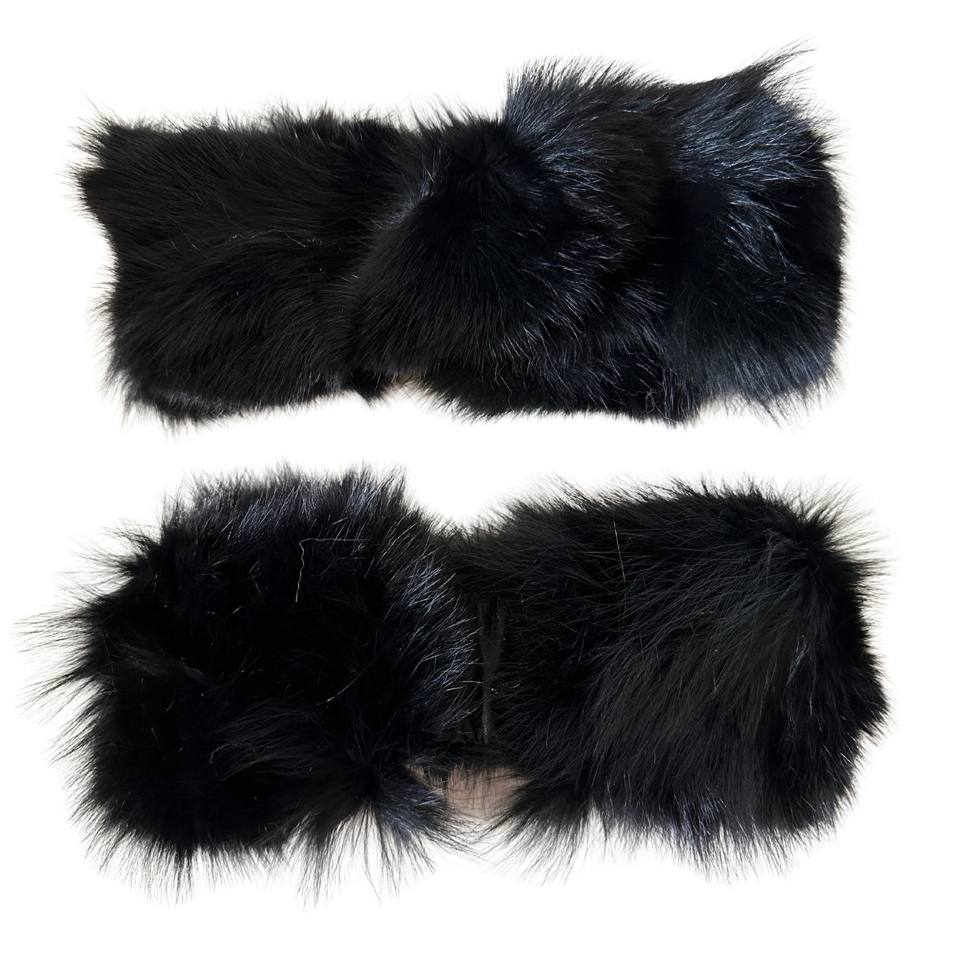 Black Natural fur fox headband, winter fur headband, fur turban for women's - My Love Cape