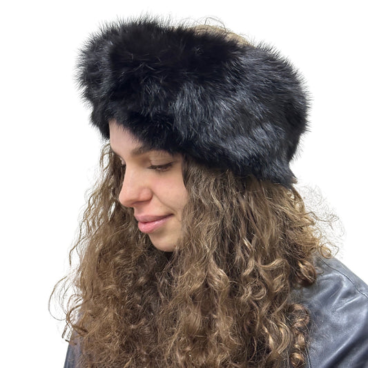 Black Natural fur fox headband, winter fur headband, fur turban for women's - My Love Cape