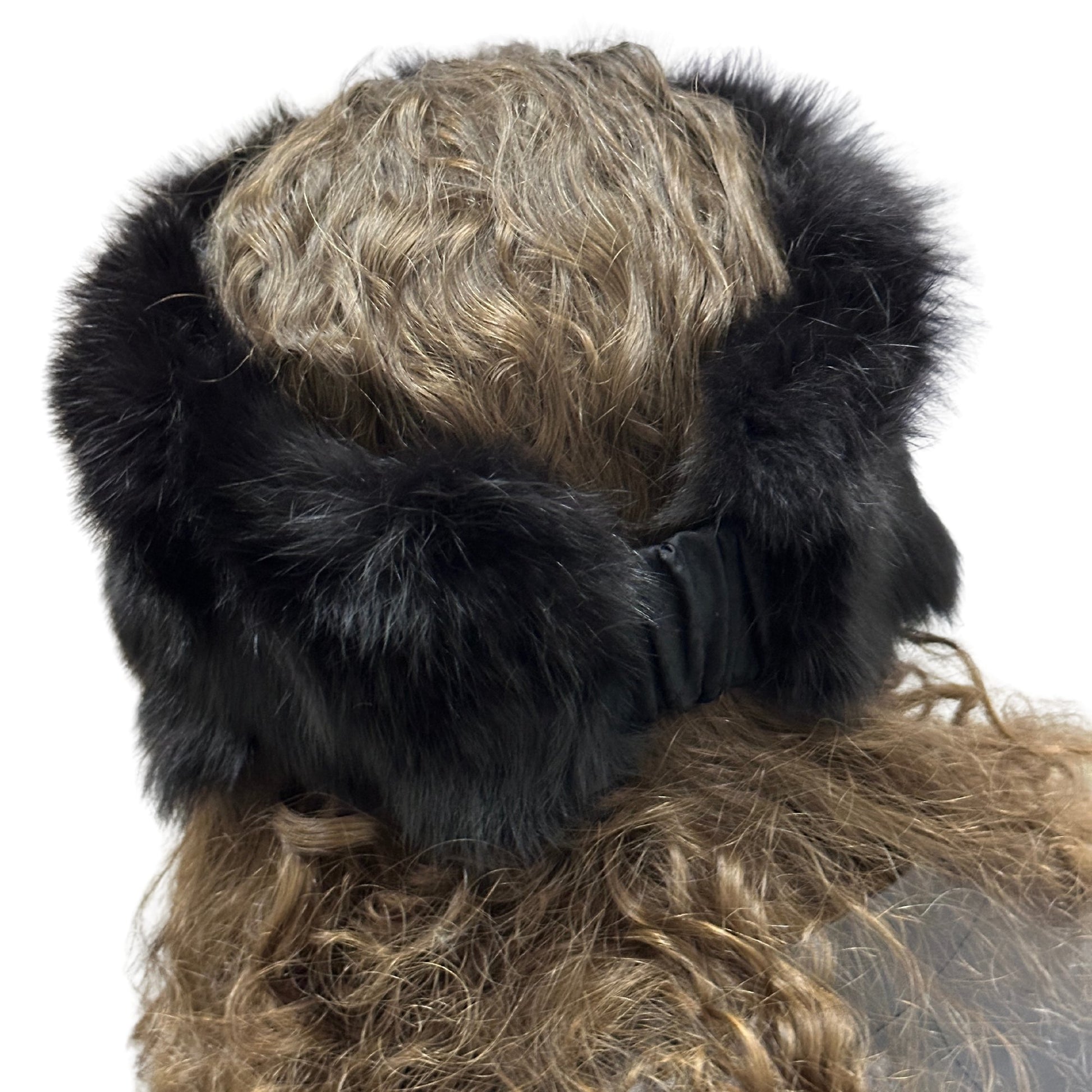 Black Natural fur fox headband, winter fur headband, fur turban for women's - My Love Cape