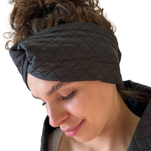 Black Puffer Headband Winter Turban Hair Band Accessories Warm Head Wraps for Women's - My Love Cape