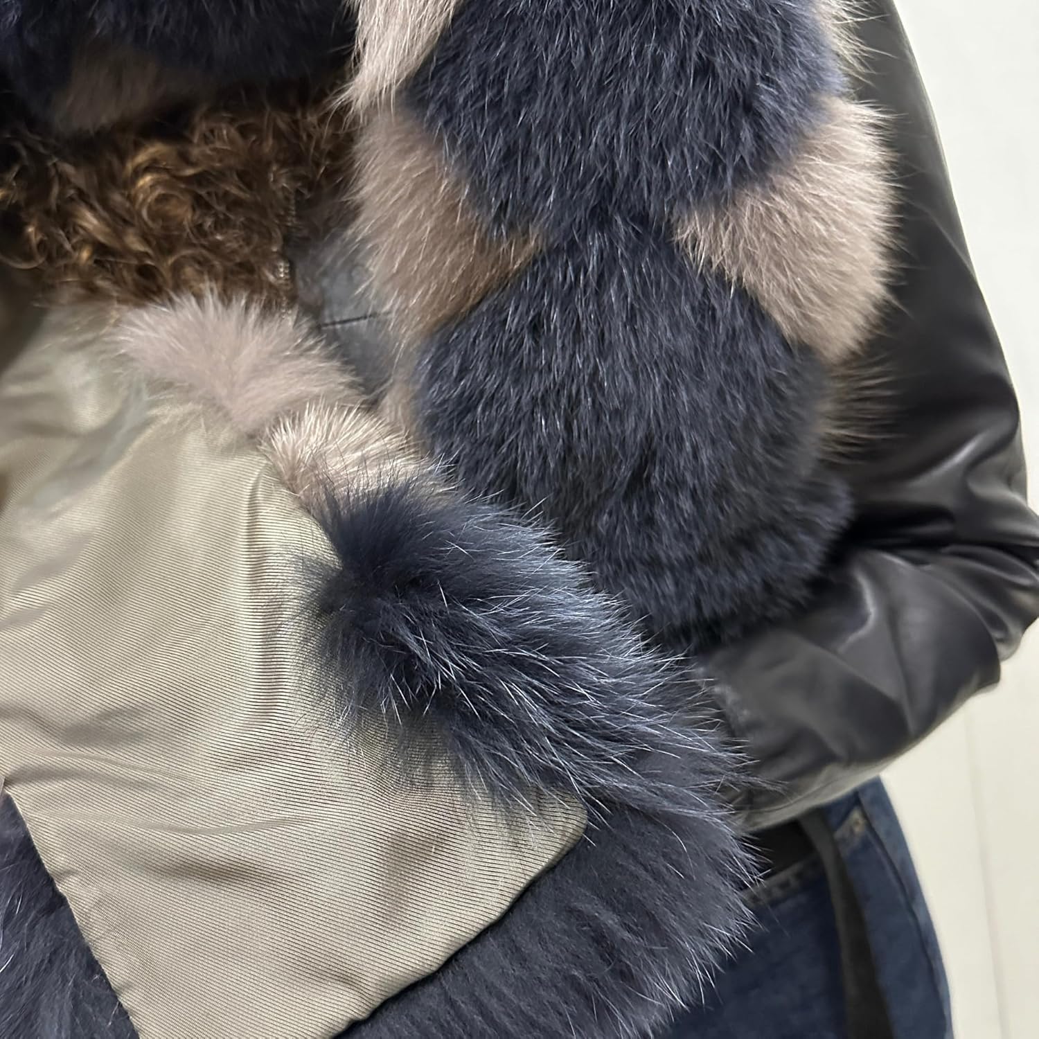 Blue - Beige Natural Fur Scarf for Men and Women Unisex Winter Accessory - My Love Cape