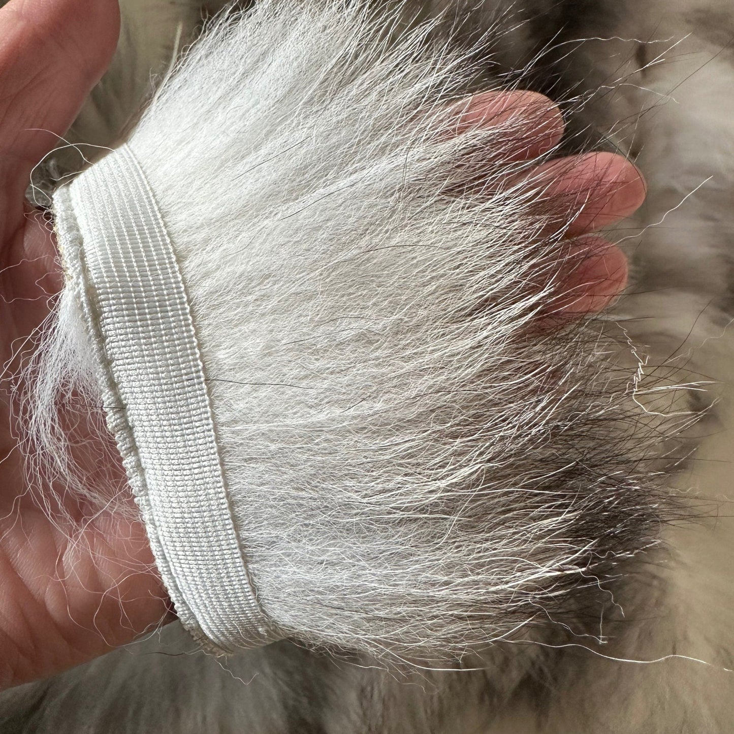 Fluffy Grey White Fur Fox Trimming on Ribbon Trim for Costume, Decoration & Crafts - 1 meter (39.37 inches) - My Love Cape