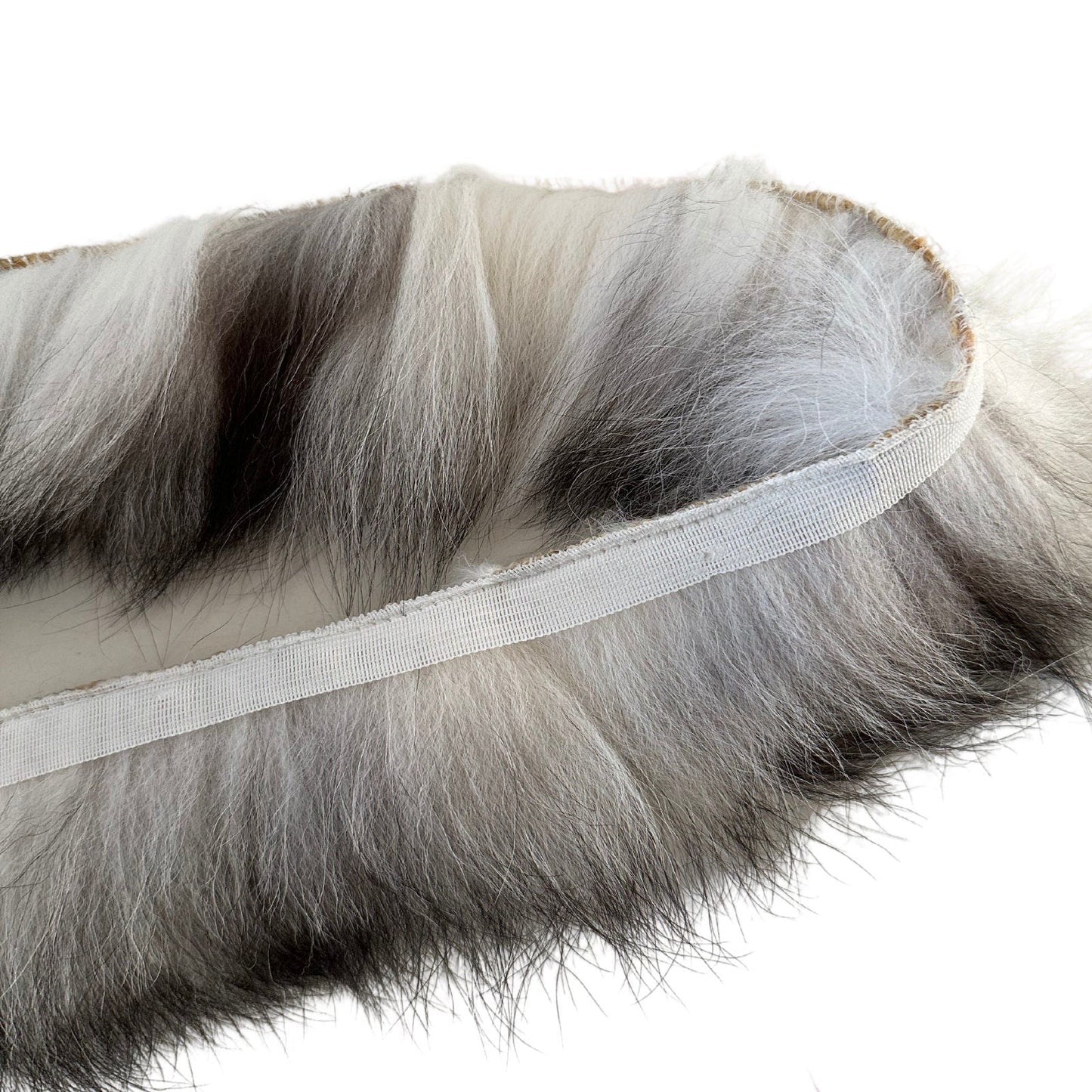 Fluffy Grey White Fur Fox Trimming on Ribbon Trim for Costume, Decoration & Crafts - 1 meter (39.37 inches) - My Love Cape