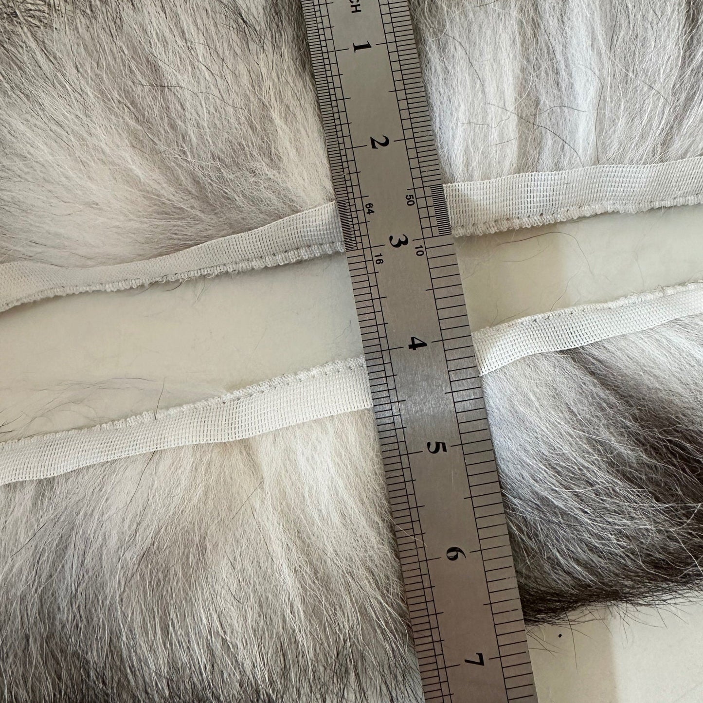 Fluffy Grey White Fur Fox Trimming on Ribbon Trim for Costume, Decoration & Crafts - 1 meter (39.37 inches) - My Love Cape