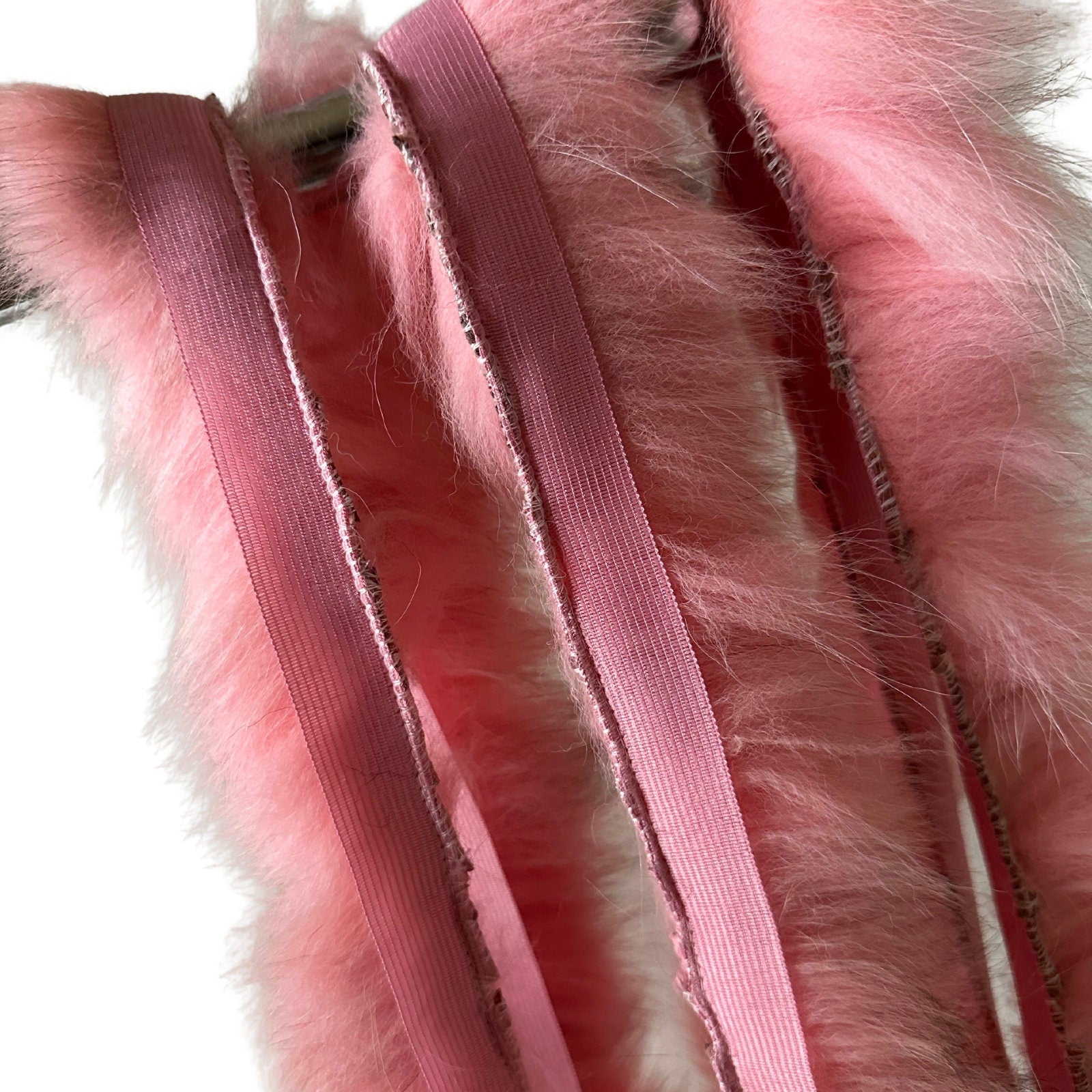 Fluffy Pink Fur Fox Trimming on Ribbon Trim for Costume, Decoration & Crafts - 1 meter (39.37 inches) - My Love Cape