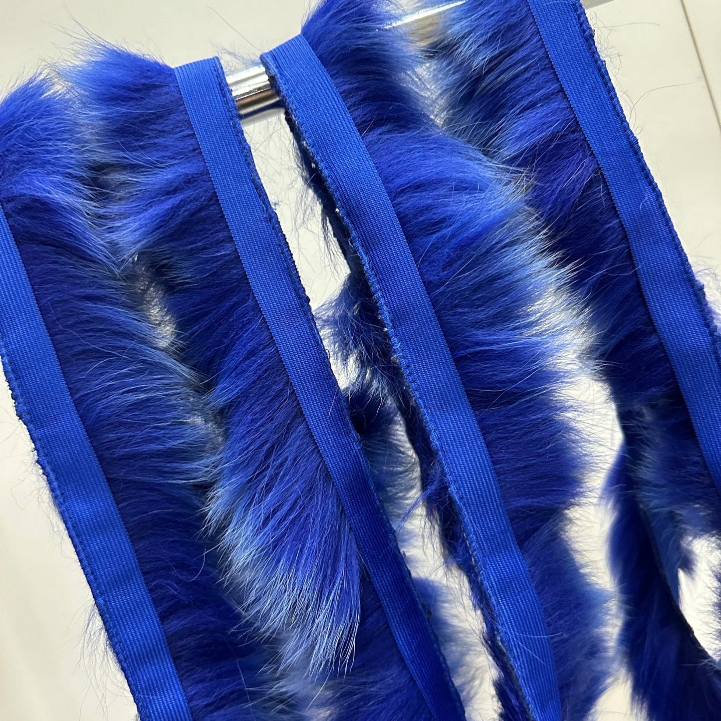 Fluffy Royal Blue Fur Fox Trimming on Ribbon Trim for Costume, Decoration & Crafts - 1 meter (39.37 inches) - My Love Cape