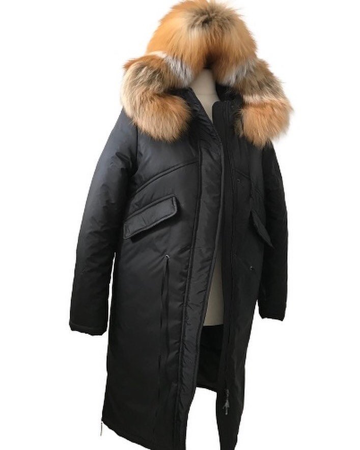 Fur Puffer Parka With Hood Fur Puffer Jacket Coat women’s Gold fox fur, Black winter coat, Women coat with hood - My Love Cape