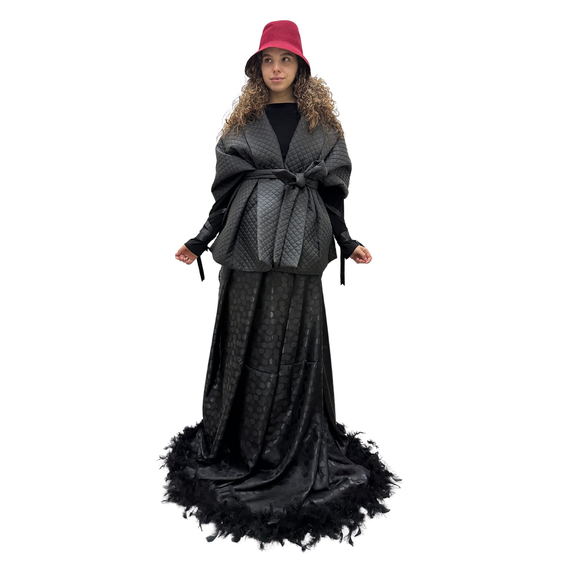 Gothic Bride Wedding Cape Winter Black Long Scarf With Pockets for Women Lagre Wide Stole Puffer 25x80 inch with 2 pocket and Belt Around Shoulders Wrap Quilted Shawl Warm Padded Down Puffy scarves - My Love Cape