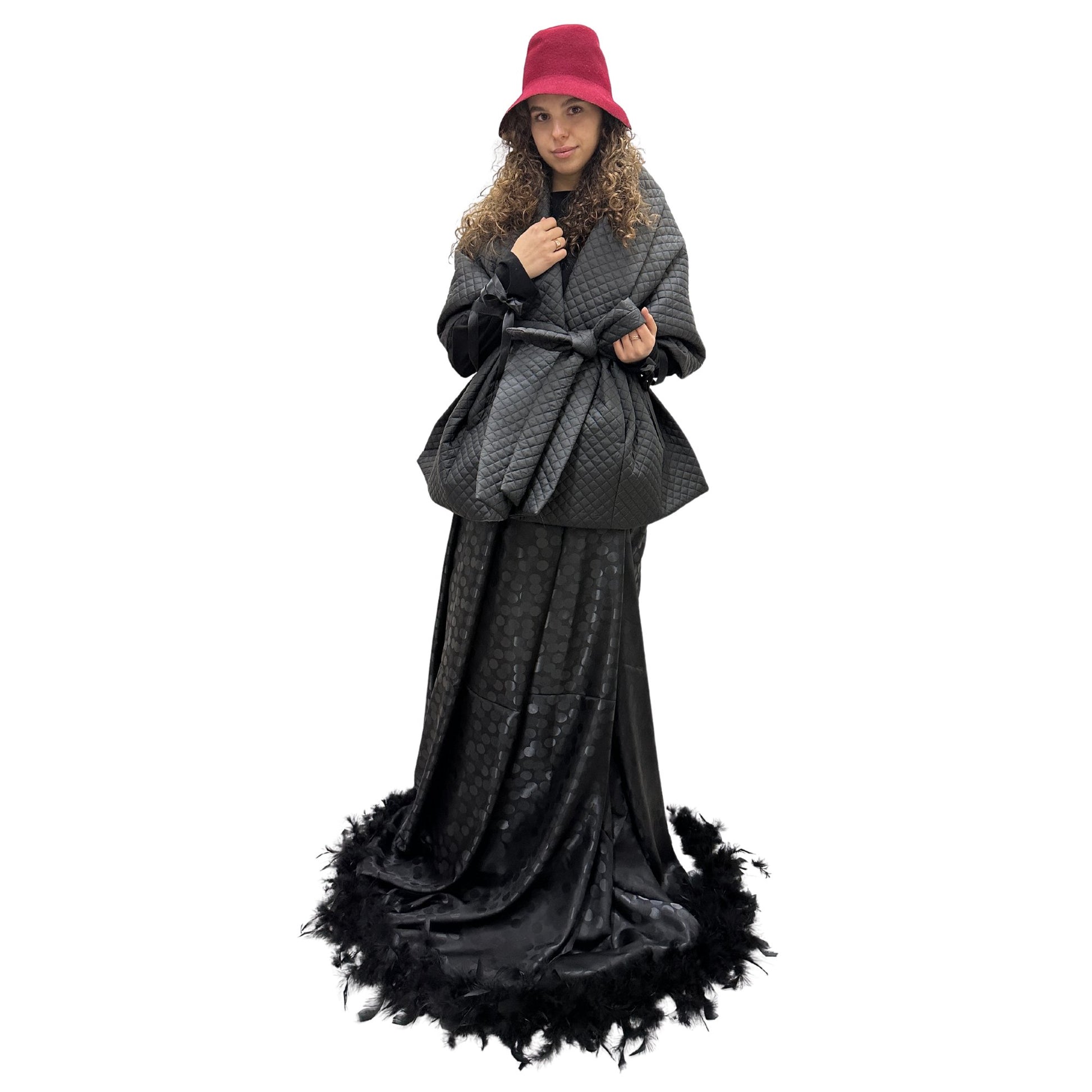 Gothic Bride Wedding Cape Winter Black Long Scarf With Pockets for Women Lagre Wide Stole Puffer 25x80 inch with 2 pocket and Belt Around Shoulders Wrap Quilted Shawl Warm Padded Down Puffy scarves - My Love Cape