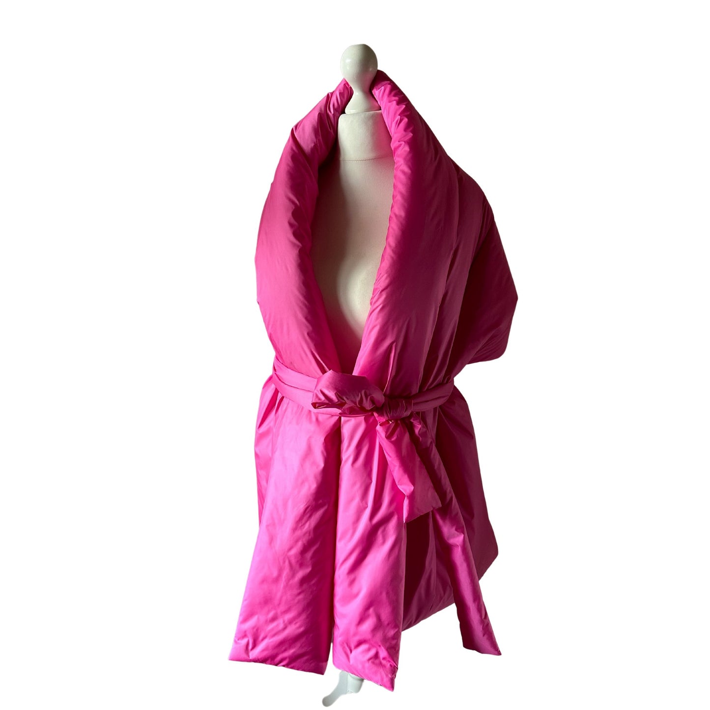 Hot Pink Long Lagre Wide Scarf Puffer 25x80 inch with 2 pocket and Belt. Cape around shoulders wrap. Winter quilted shawl. Warm padded scarf. Down puffy scarves. - My Love Cape