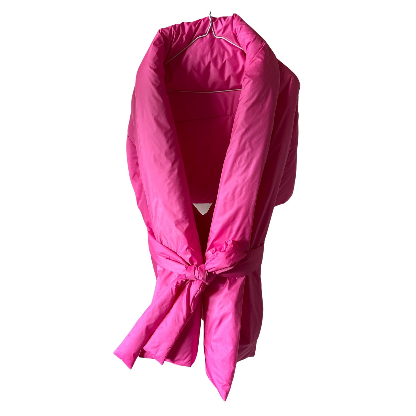 Hot Pink Long Lagre Wide Scarf Puffer 25x80 inch with 2 pocket and Belt. Cape around shoulders wrap. Winter quilted shawl. Warm padded scarf. Down puffy scarves. - My Love Cape