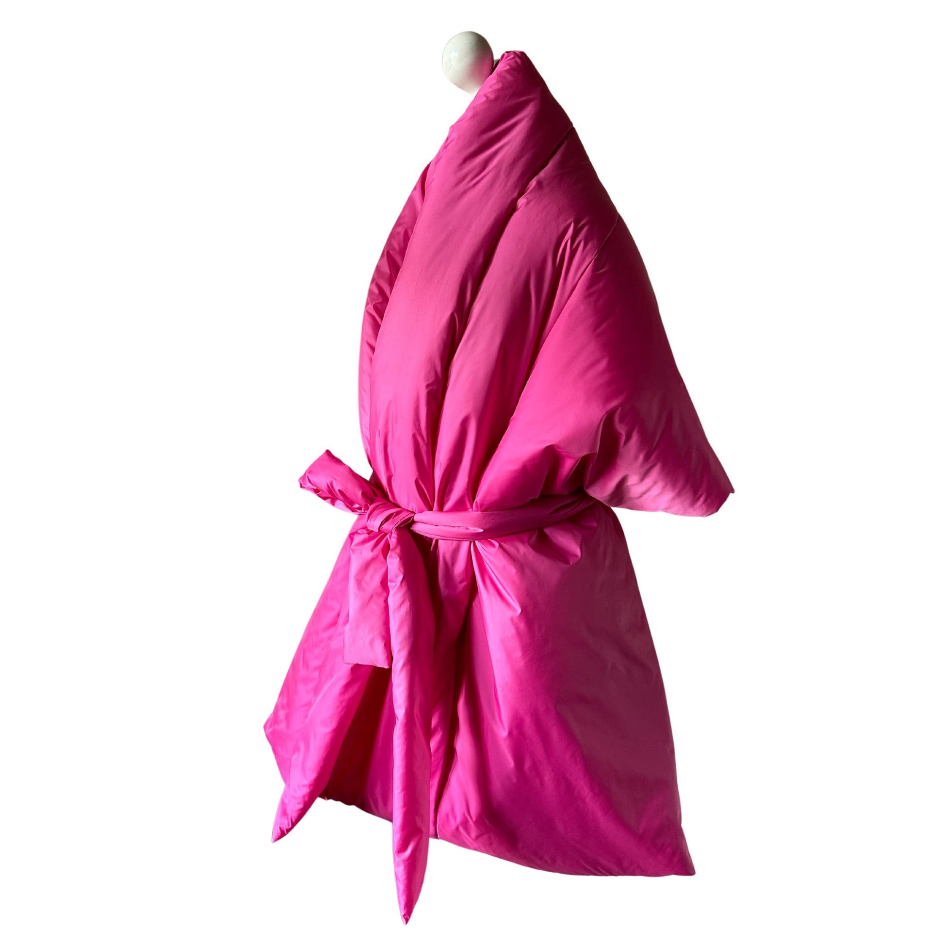 Hot Pink Long Lagre Wide Scarf Puffer 25x80 inch with 2 pocket and Belt. Cape around shoulders wrap. Winter quilted shawl. Warm padded scarf. Down puffy scarves. - My Love Cape