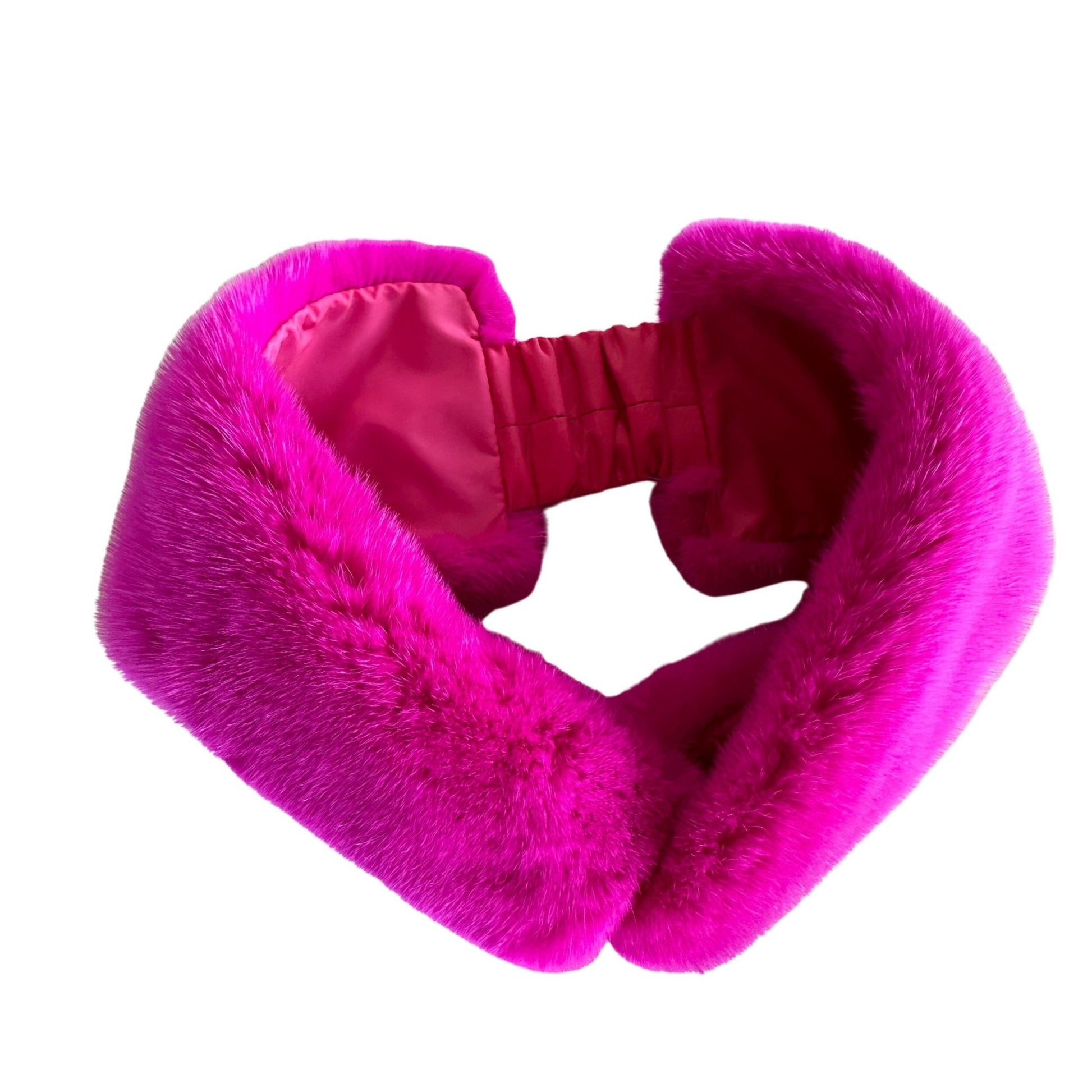 Natural Fur Crimson Raspberry Mink Headband, Winter Fur Headband, Fur Turban for Women, Hot Pink Real Fur Headband - My Love Cape