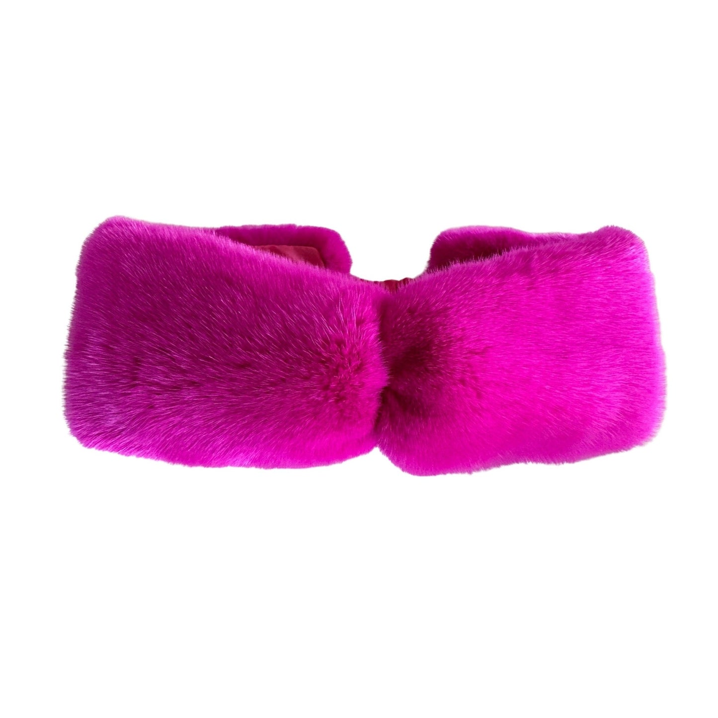 Natural Fur Crimson Raspberry Mink Headband, Winter Fur Headband, Fur Turban for Women, Hot Pink Real Fur Headband - My Love Cape