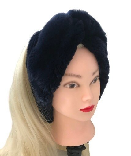 Natural fur rex rabbit headband, winter fur headband, fur turban for women's, Stand with Ukraine - My Love Cape