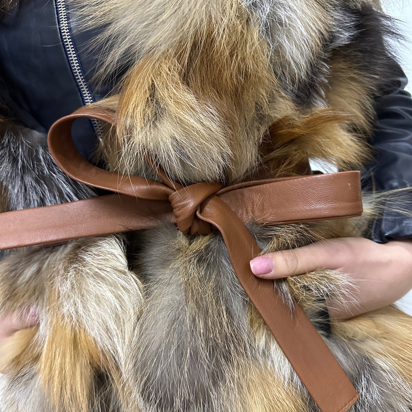 Natural Fur Scarf with Pockets and Genuine Leather Belt Stylish Winter Accessory - My Love Cape