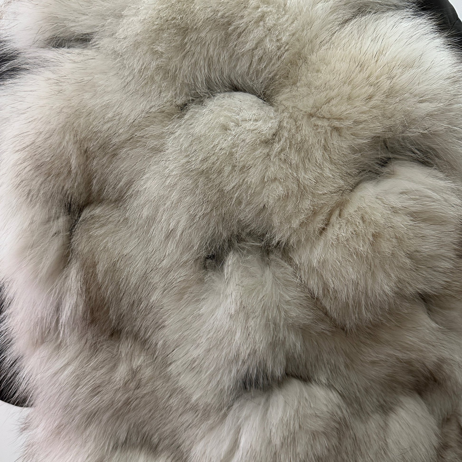 Natural Leather and Fox Fur Coat – Diamond Pattern, Zipper, and Lined Design (S) - My Love Cape