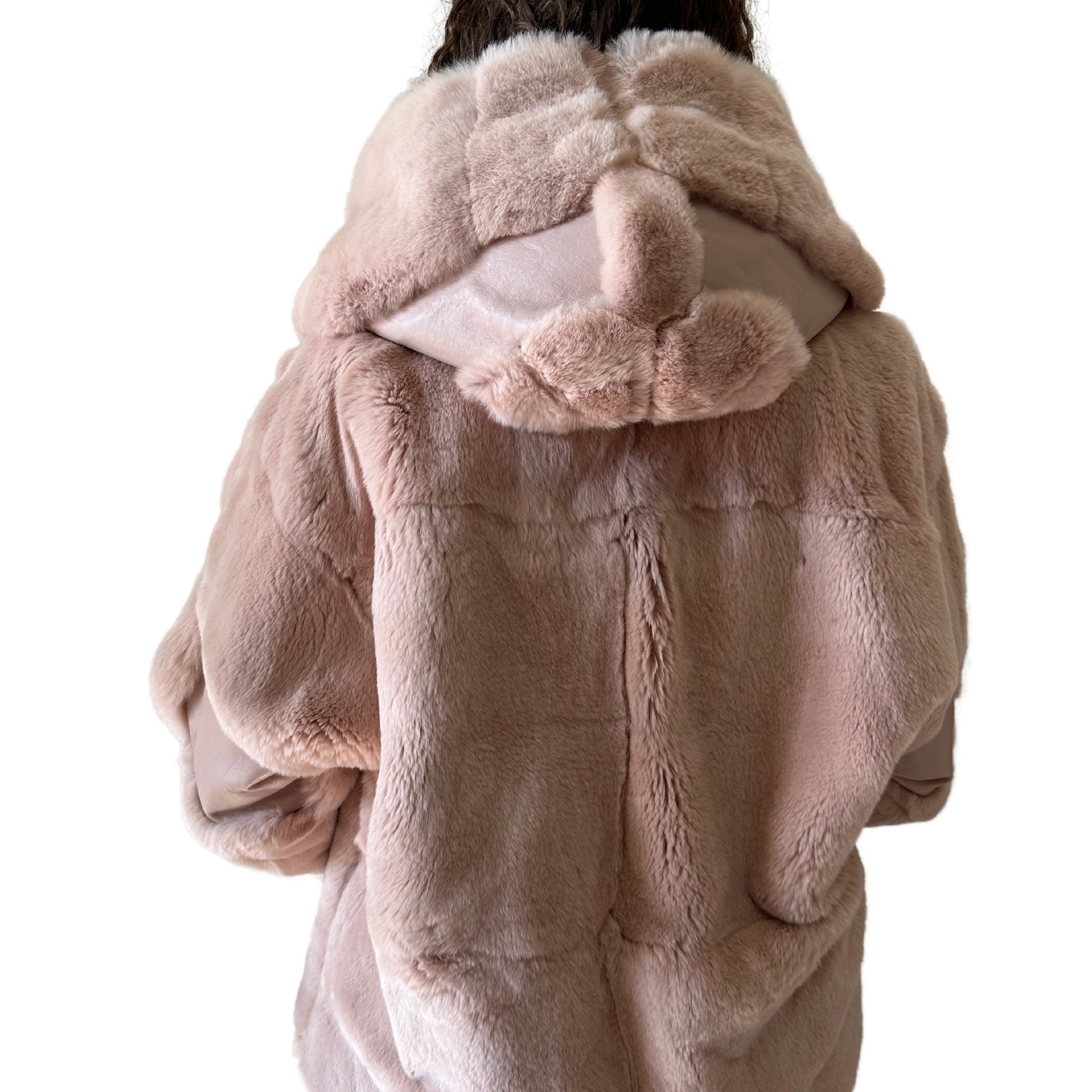 Pink Fur Coat Women’s Jacket Rabbit Rex Fur and Leather - My Love Cape