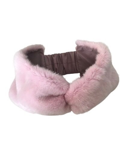 Pink Natural fur mink headband, winter fur headband, fur turban for women's - My Love Cape