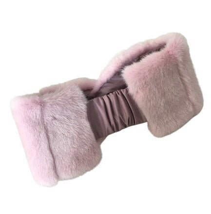 Pink Natural fur mink headband, winter fur headband, fur turban for women's - My Love Cape