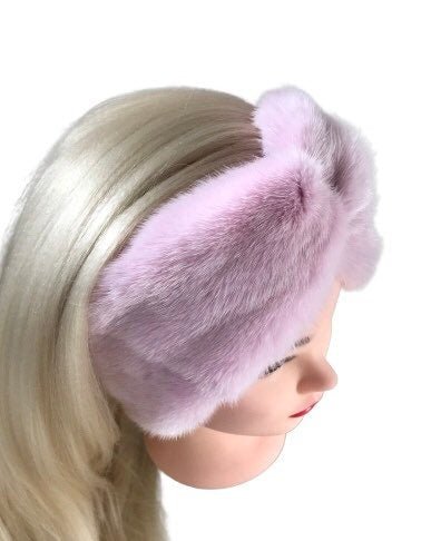 Pink Natural fur mink headband, winter fur headband, fur turban for women's - My Love Cape