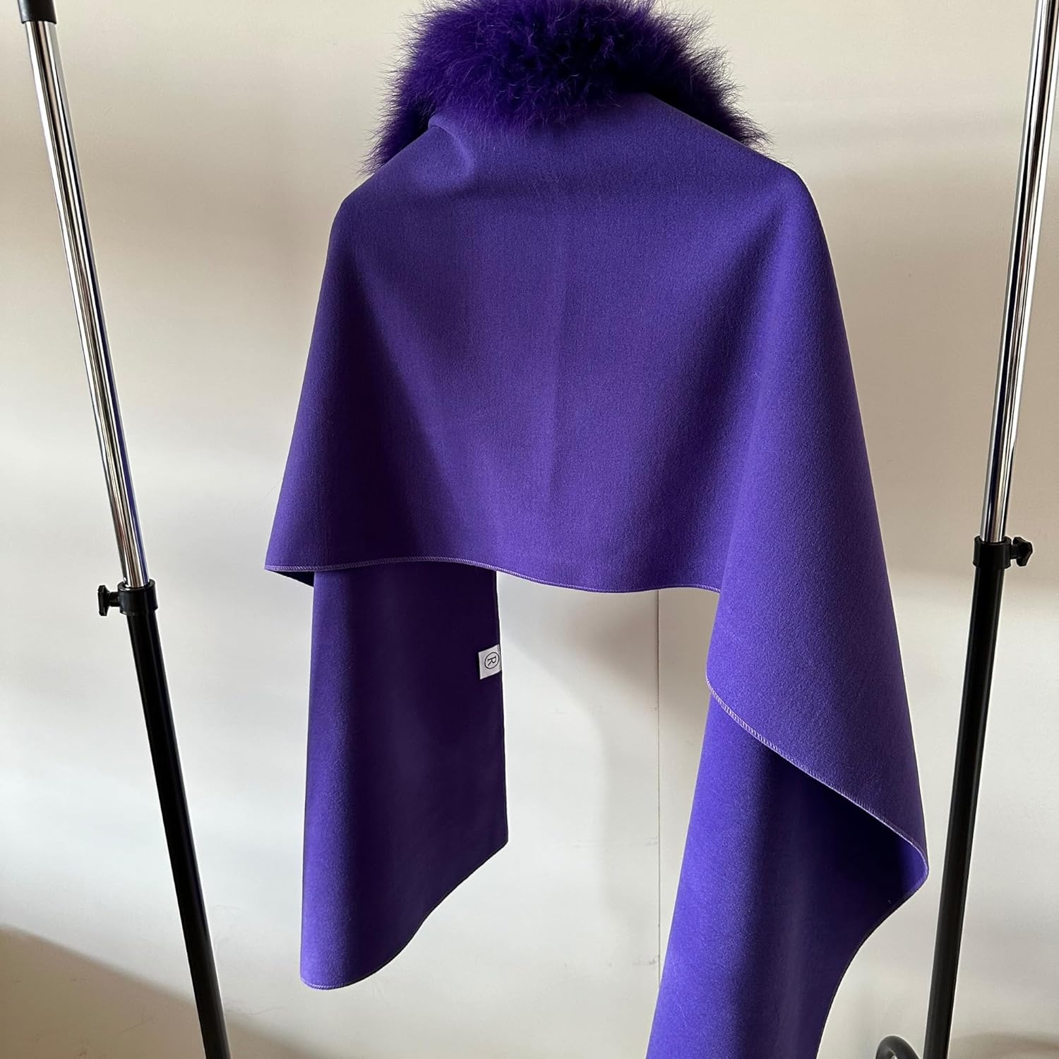 Purple Women Scarf Stole Cape Wrap Trim Fox Fur, Extra Large Shawl, Winter Gift, Cashmere Woolen blend Cape Scarf 200cm *50cm - My Love Cape