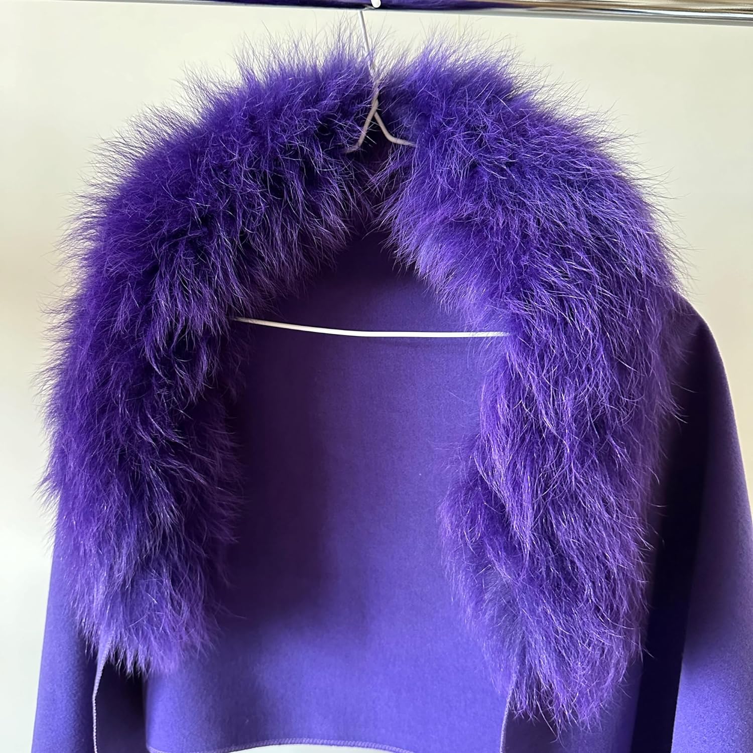 Purple Women Scarf Stole Cape Wrap Trim Fox Fur, Extra Large Shawl, Winter Gift, Cashmere Woolen blend Cape Scarf 200cm *50cm - My Love Cape