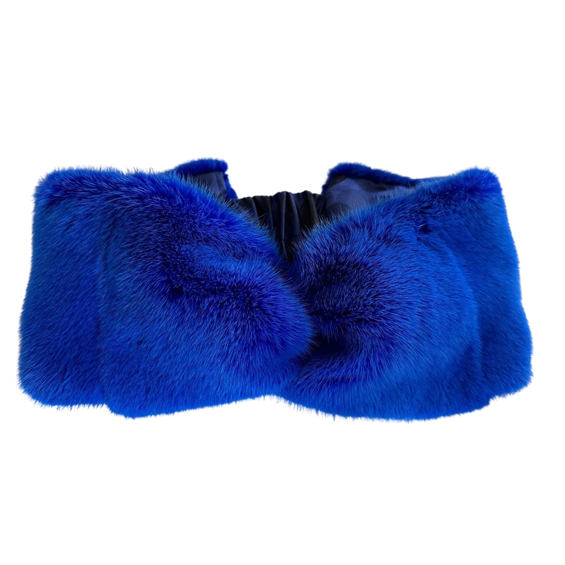 Royal Blue Natural Fur Mink Headband, Winter Fur Headband, Fur Turban for Women, Real Fur Headband - My Love Cape