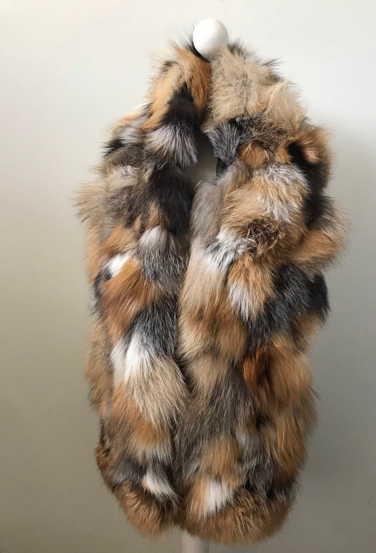 Scarf cape made of natural fox fur, lined fox fur scarf, fox fur scarf with pockets - My Love Cape