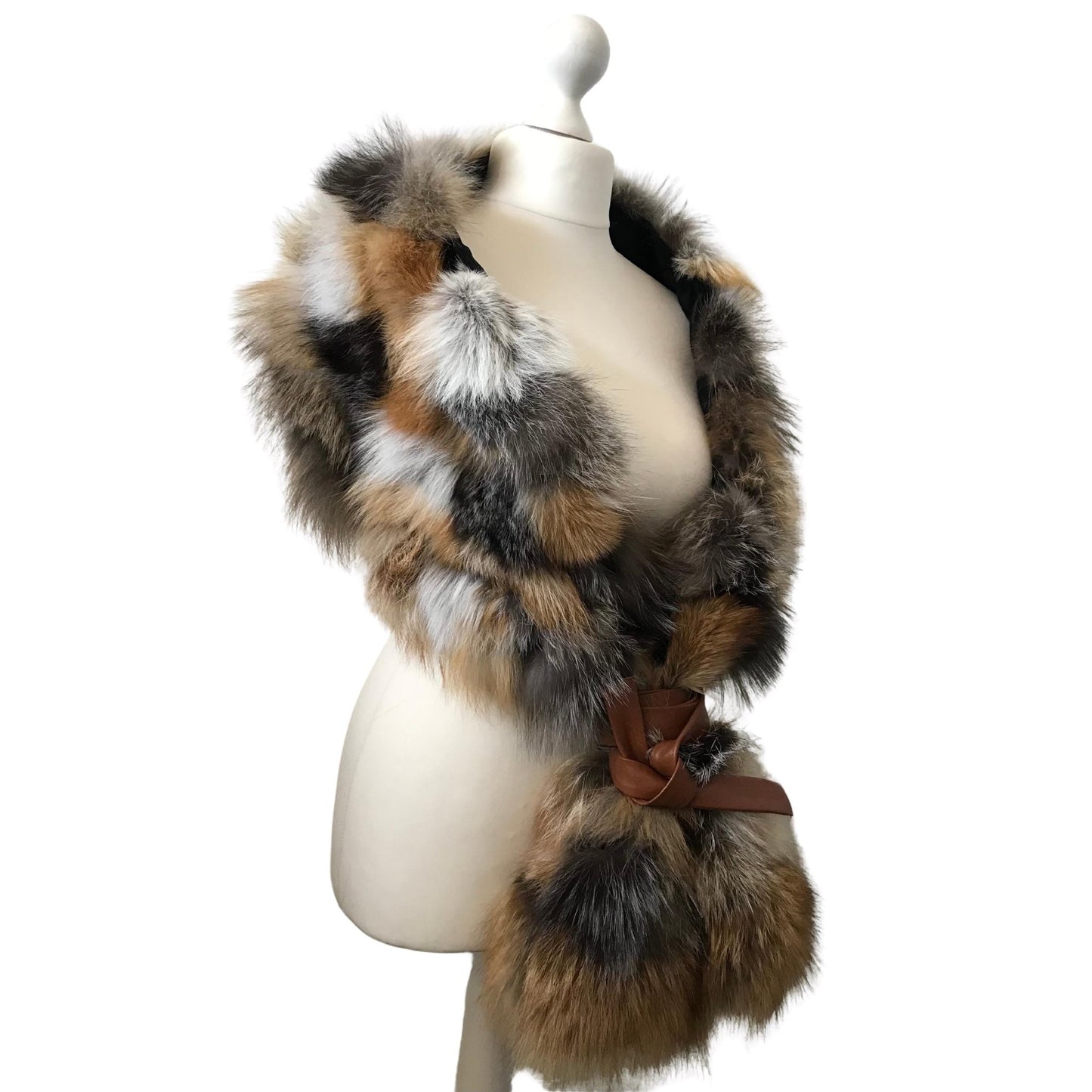 Scarf cape made of natural fox fur, lined fox fur scarf, fox fur scarf with pockets - My Love Cape