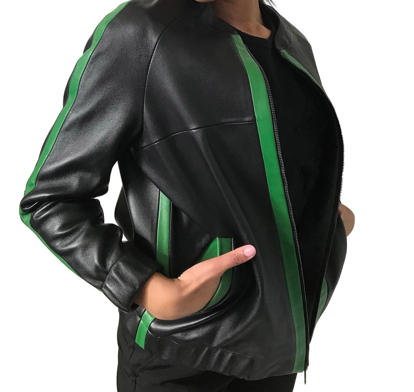 Sport Women Black leather jacket - My Love Cape