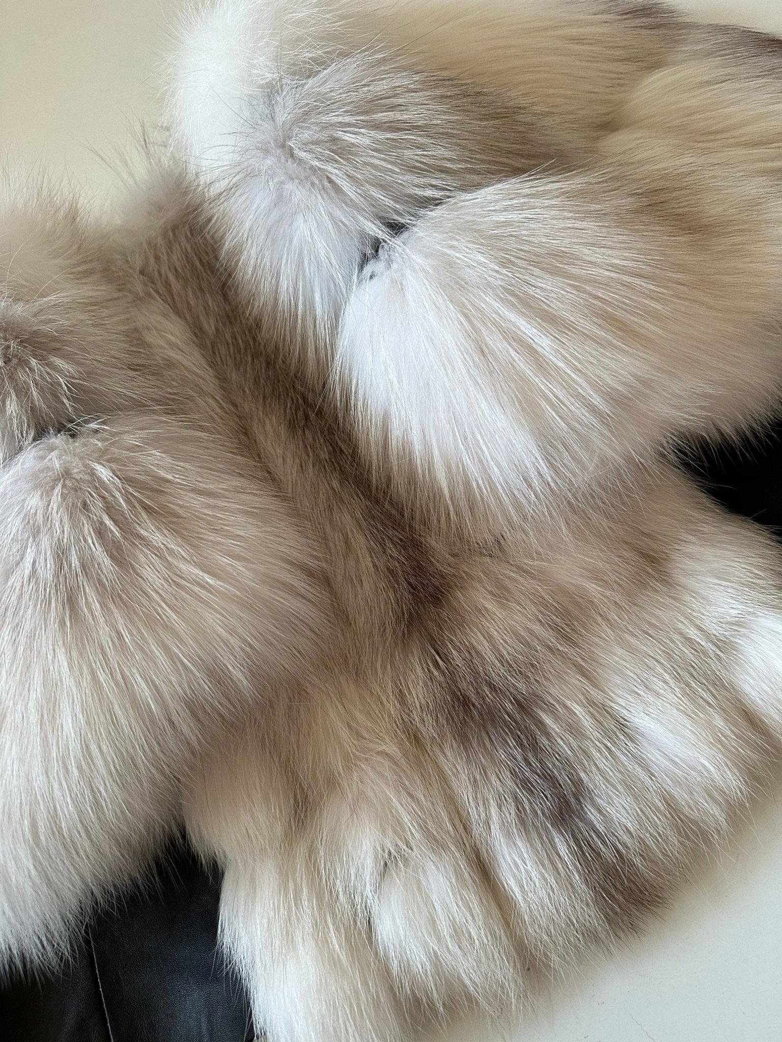 White Fur Coat Women jacket arctic fox fur and leather - My Love Cape