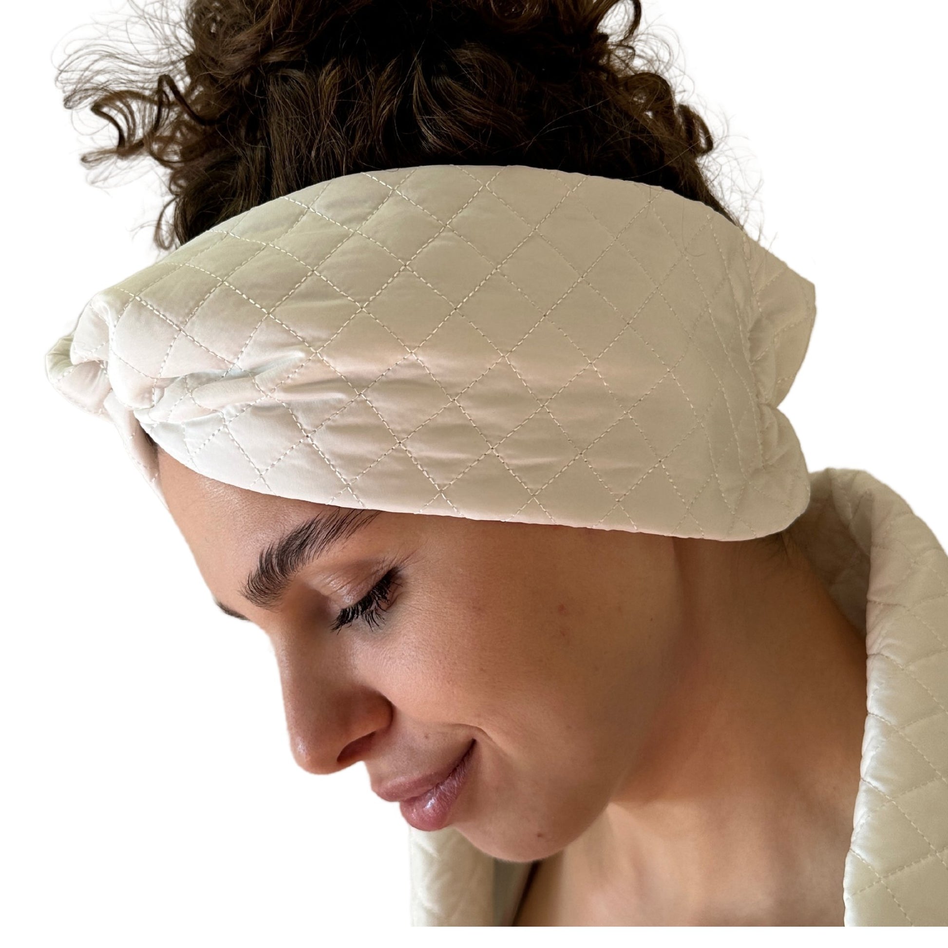 White Puffer Headband Winter Turban Hair Band Accessories Warm Head Wraps for Women's - My Love Cape