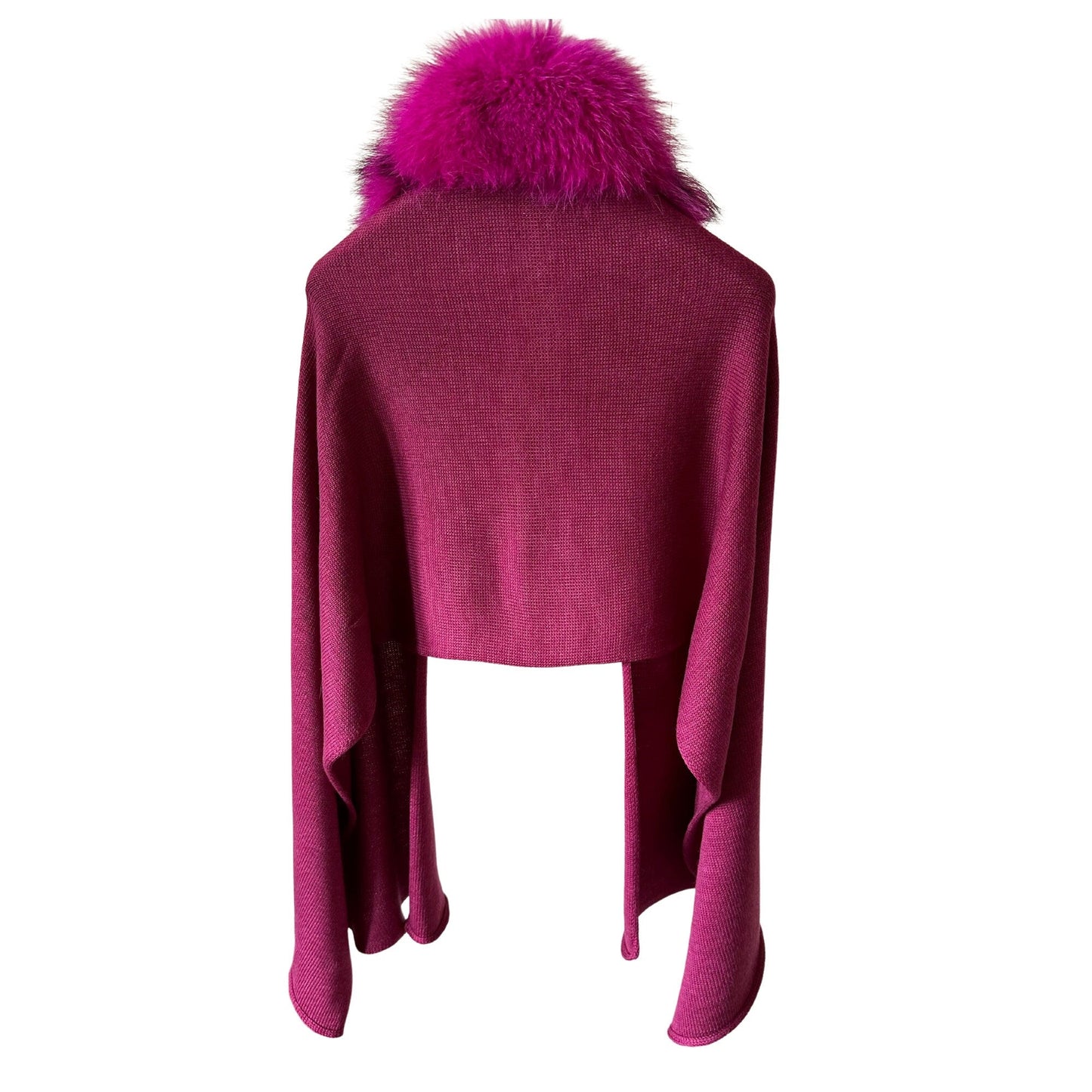 Women Crimson Scarf Stole Cape Wrap Merino with silk Detachable fox fur collar - My Love Cape