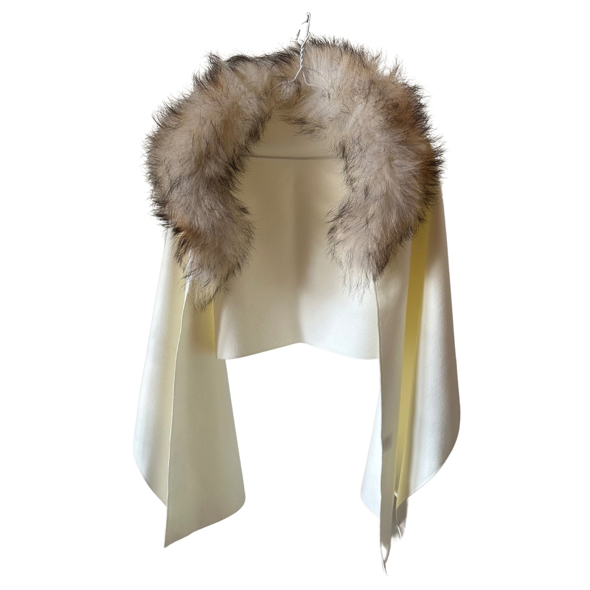 Women Ivory Scarf Stole Cape Wraps Cashmere and trim fox fur - My Love Cape