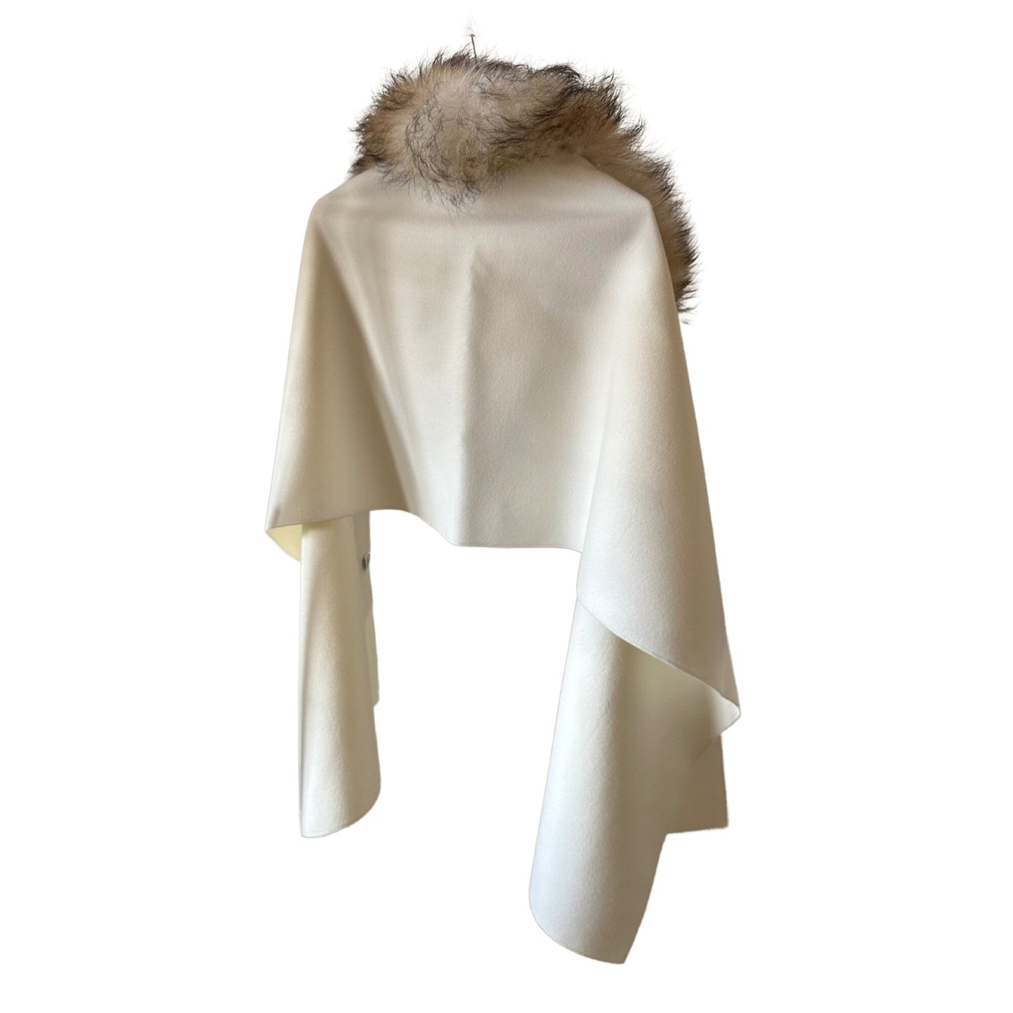 Women Ivory Scarf Stole Cape Wraps Cashmere and trim fox fur - My Love Cape