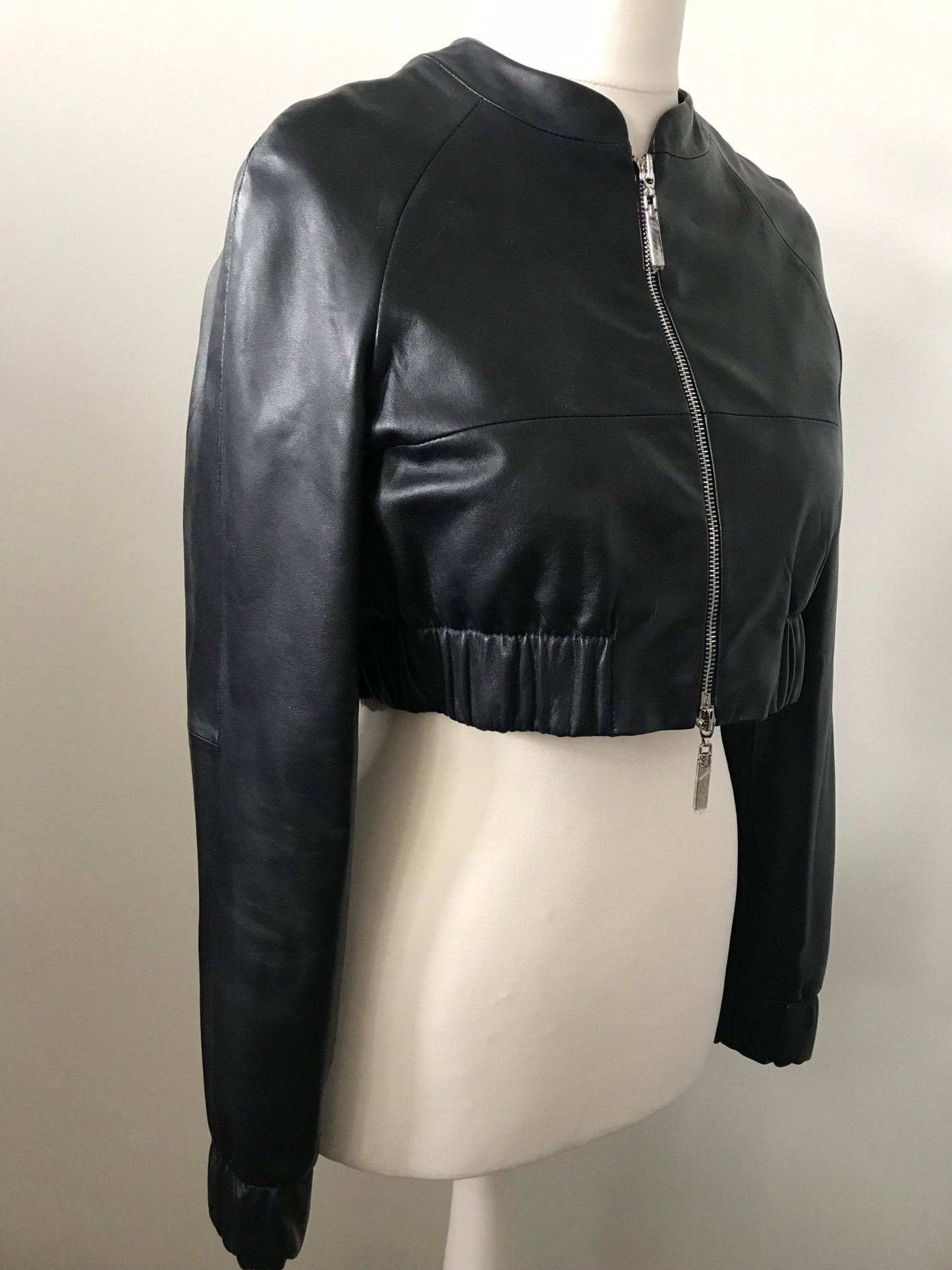 Women Navy leather short jacket - My Love Cape