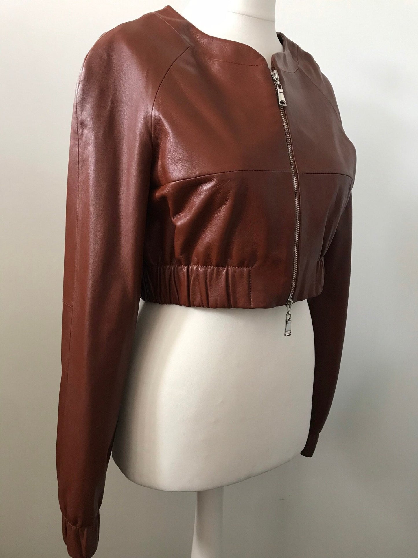 Women Orange leather short jacket - My Love Cape