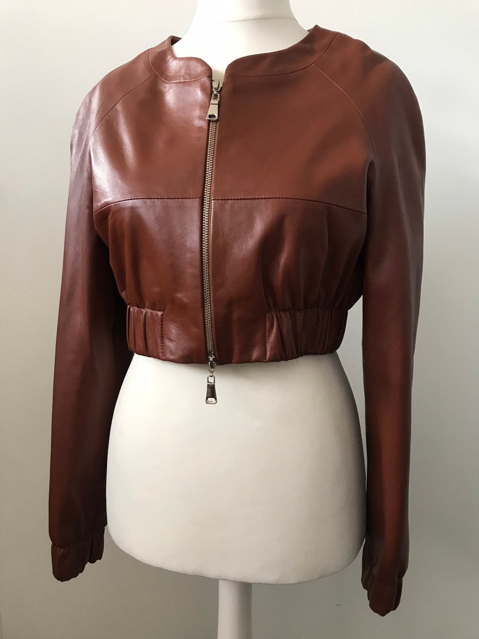 Women Orange leather short jacket - My Love Cape