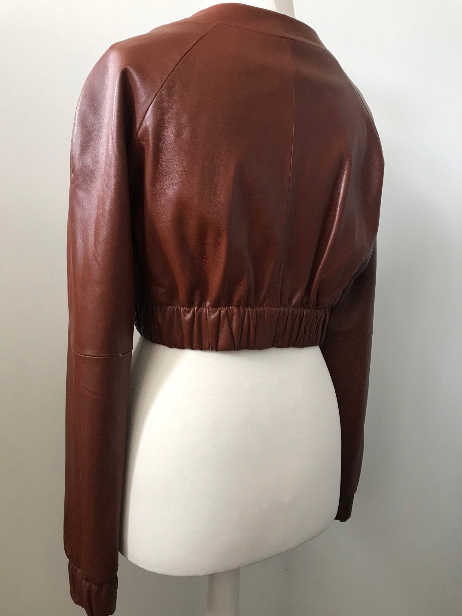 Women Orange leather short jacket - My Love Cape