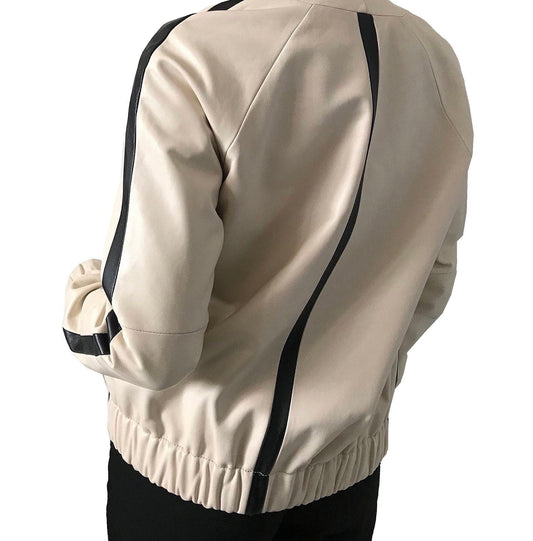 Women Sport Beige leather jacket - My Love Cape